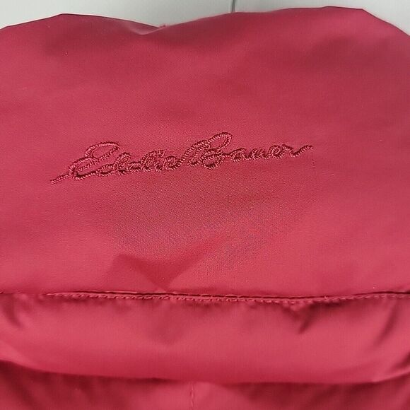 Eddie Bauer Goose Down Puffer Vest Womens Large Red EB700 Quilted Fitted - Picture 9 of 13